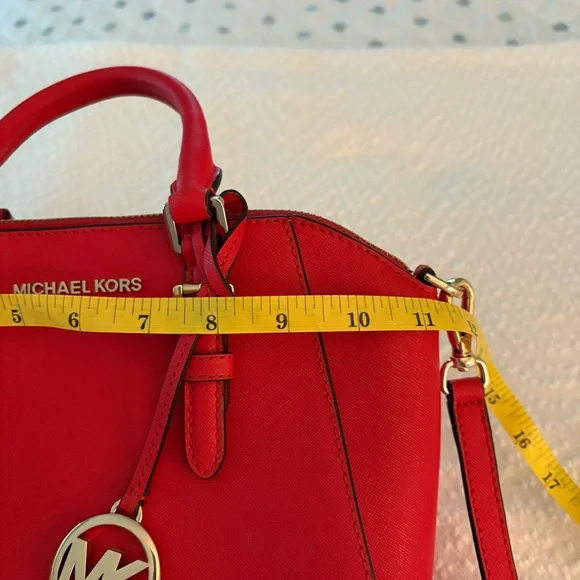 Michael Kors EUC Ciara Medium Saffiano Leather Satchel in Red - Picture 12 of 16